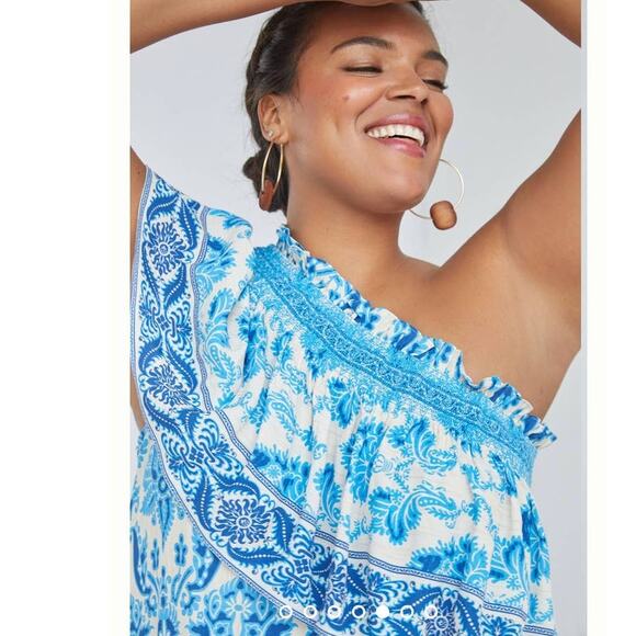 New Anthropologie Plenty by Tracy Reese Ruffled One-Shoulder Blouse $138 - Picture 3 of 6